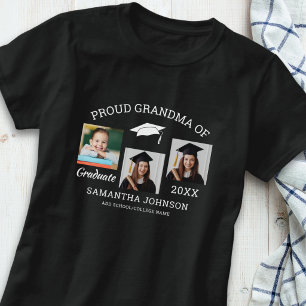 Stolt Mormor till Examinerad 3 Foto Collage Svart T Shirt