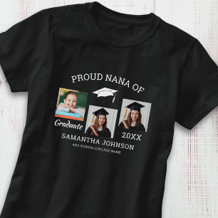 Stolt Mormor till Examinerad 3 Foto Examen Svart T Shirt