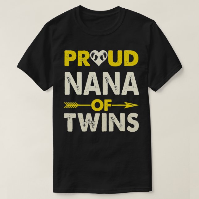 stolt Nana av Twillingar gravida med två spädbarn T Shirt (Design framsida)