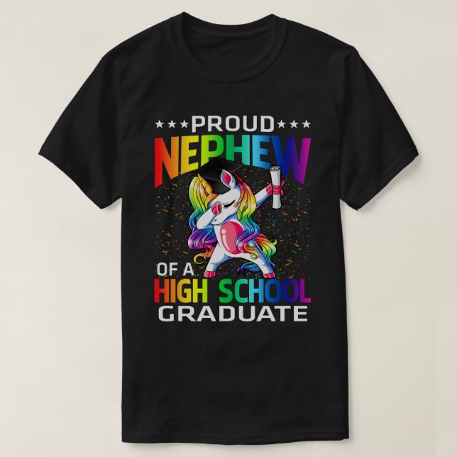 stolt Nephew över högskolan Student Unicorn T Shirt (Design framsida)
