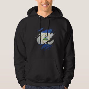 Stolt nicaraguan Sönderriven Nicaraguas flagga Hoodie
