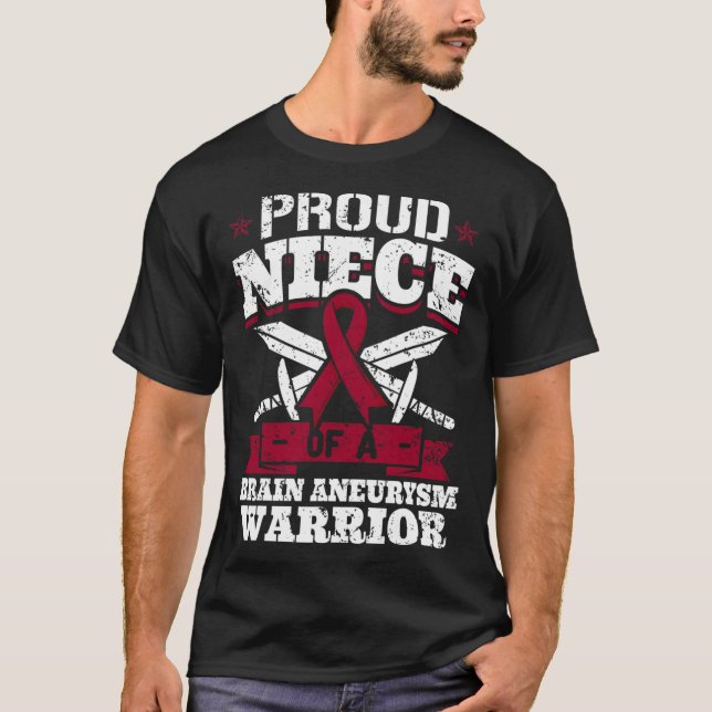 stolt Niece of a Brain Aneurysm Warrior Awareness T Shirt (Framsida)