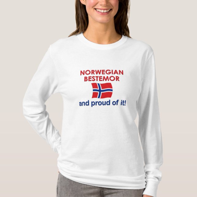 Stolt norska Bestemor (farmodern) T Shirt (Framsida)