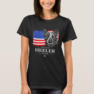 Stolt Nötkreatur Hund Heeler Mamma Amerikansk Flag T Shirt