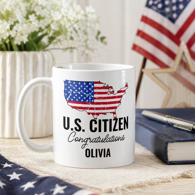 Stolt Ny Amerikansk Medborgare – Amerikansk Karta Kaffemugg (Proud New U.S. Citizen – American Map Coffee Mug
)