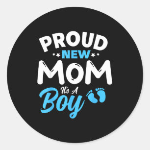 Stolt Ny Mamma Det Är En Pojke Det Är En Pojke Mor Runt Klistermärke