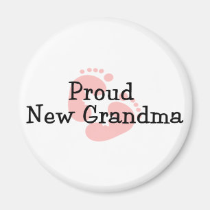 Stolt Ny Mormor Baby Flicka Fotspår Magnet