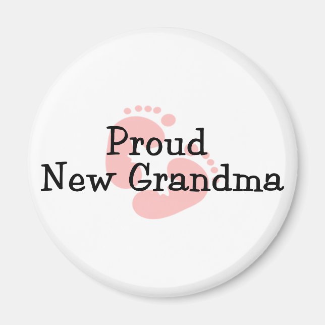 Stolt Ny Mormor Baby Flicka Fotspår Magnet (Framsidan)