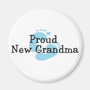 Stolt Ny Mormor Baby Pojke Fotspår Magnet