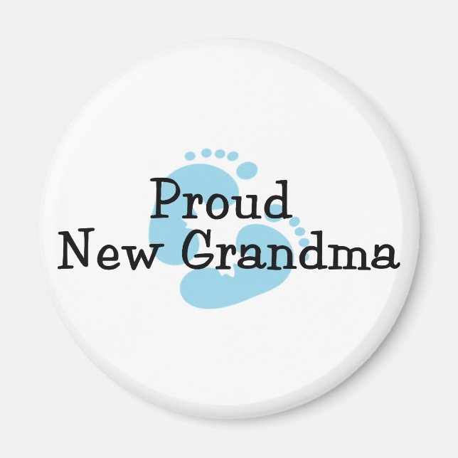 Stolt Ny Mormor Baby Pojke Fotspår Magnet (Framsidan)