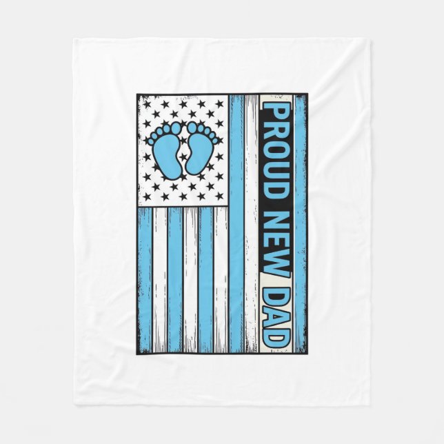 Stolt Ny Pappa Bebis Fötter Flagga Vektor Design_1 Fleecefilt (Framsidan)