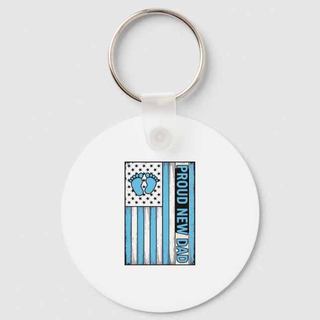 Stolt Ny Pappa Bebis Fötter Flagga Vektor Design_1 Nyckelring (Framsida)