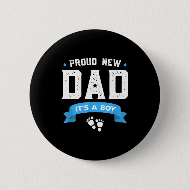 Stolt Ny Pappa Tröja Söt Det Är En Pojke Present B Knapp (Framsida)