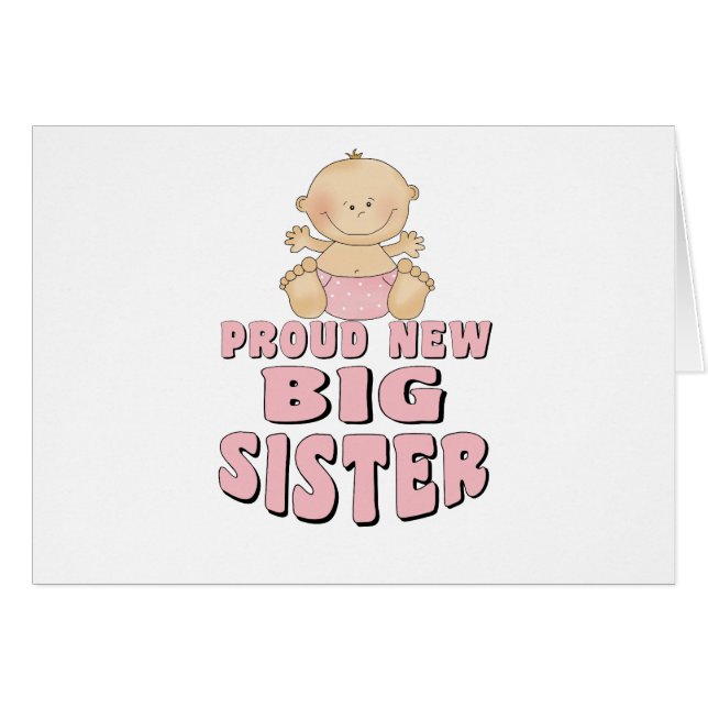 Stolt ny storasysterflicka hälsningskort (Framsidan Horizontal)