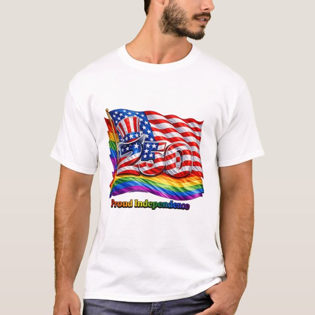 Stolt Oberoende HBTQ Amerika 250 Herr T-Shirt (Framsida)