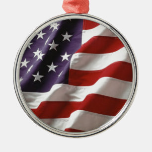 Stolt och patriotisk USA flagga Julgransprydnad Metall