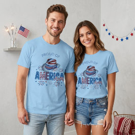 Stolt Över Amerika Stjärnor Ränder Hatt och Smälla T Shirt
