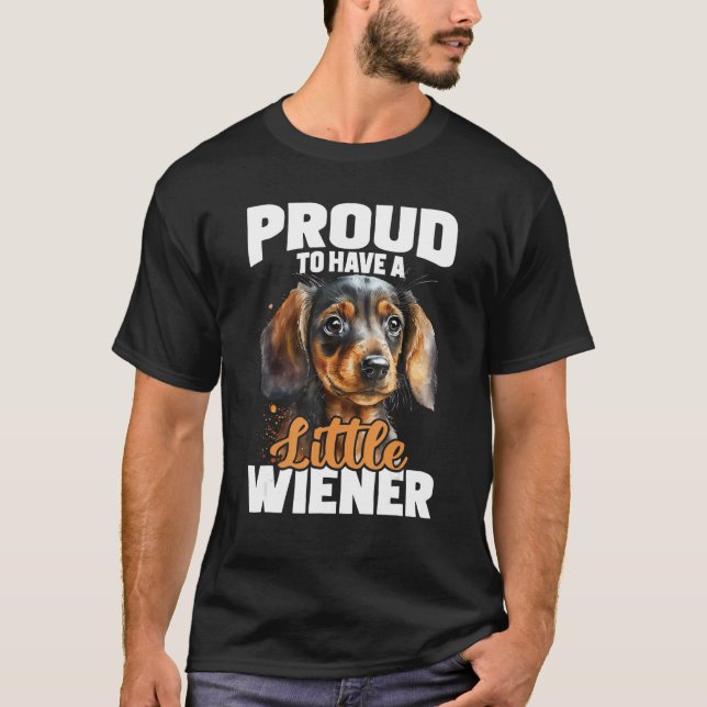 stolt över att ha en liten Wiener - Dachshund Pet  T Shirt (Framsida)