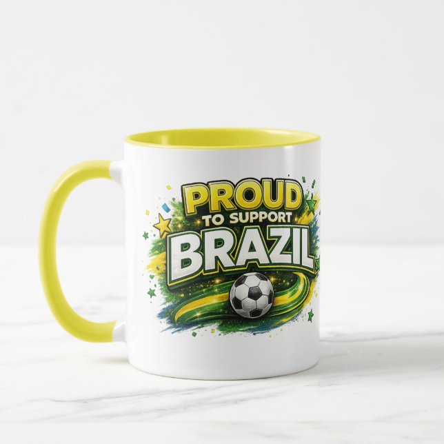 STOLT ÖVER ATT STÖDJA BRASILIEN Fotbollssupporter  Mugg (Vänster)