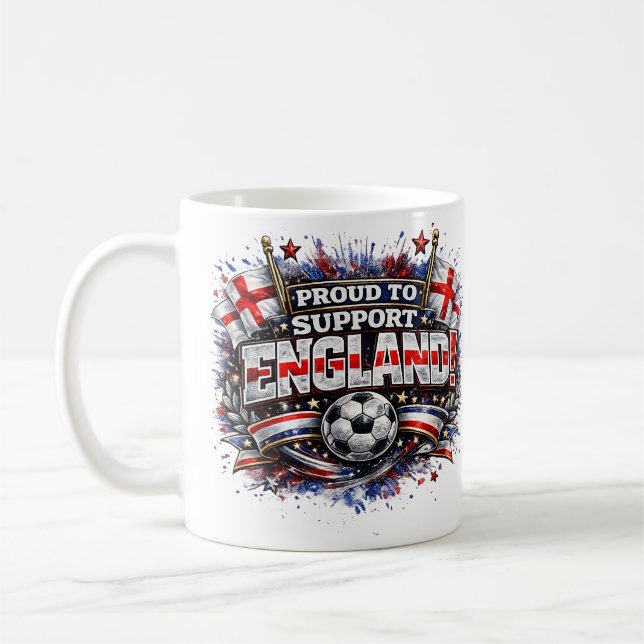 STOLT ÖVER ATT STÖDJA England 2026 Fotbollsfan Kaffemugg (Vänster)