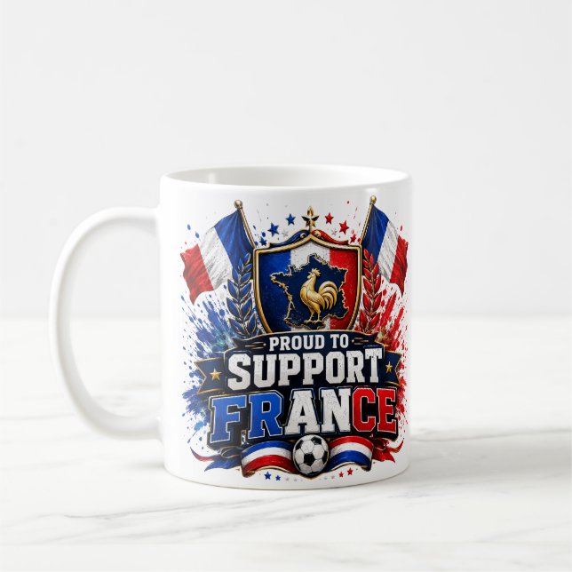 STOLT ÖVER ATT STÖDJA Team Frankrike 2026 Tupp Fot Kaffemugg (Vänster)