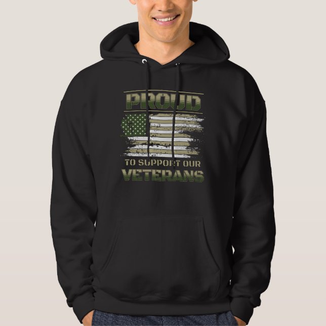 stolt över att stödja våra veteraner tacksamma sol hoodie (Framsida)
