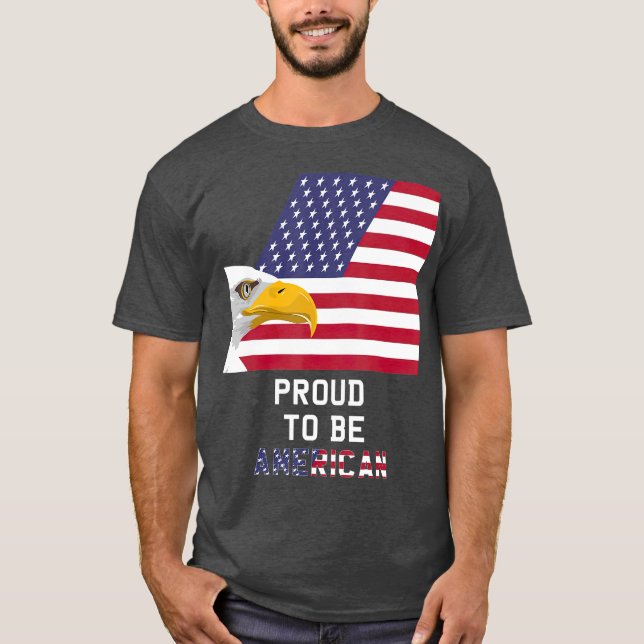 stolt över att vara american Flagga Eagle USA amer T Shirt (Framsida)