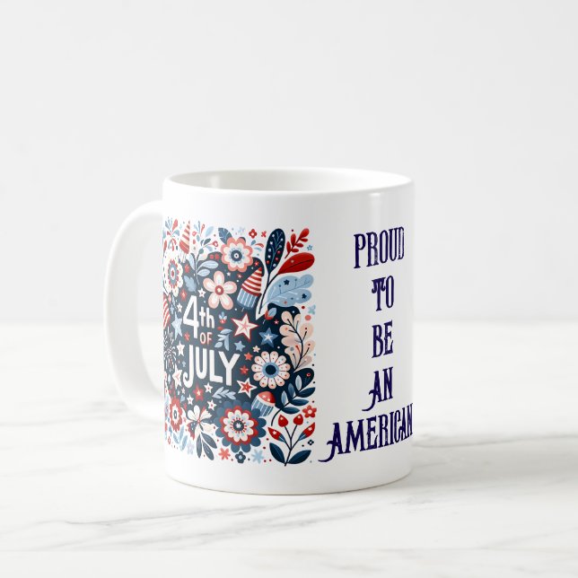 Stolt över att vara amerikan - 4 juli kaffemug kaffemugg (Framsida vänster)