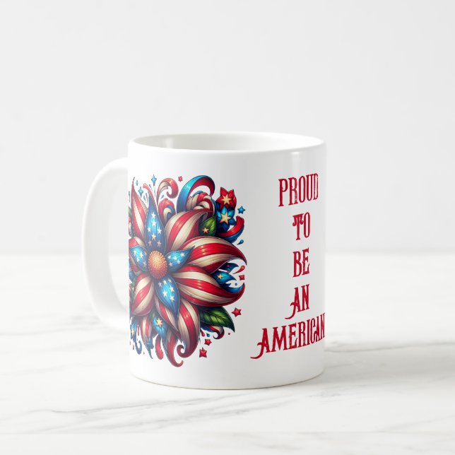 Stolt över att vara amerikan - 4 juli kaffemug kaffemugg (Framsida vänster)