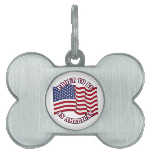 Stolt över att vara amerikan med USA-flagga Namnbricka Husdjur