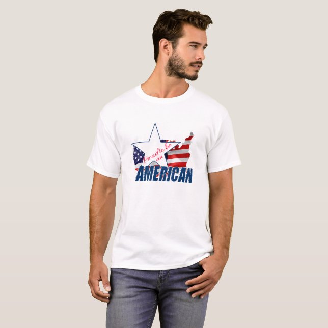 stolt över att vara amerikan t-shirt (Hel framsida)