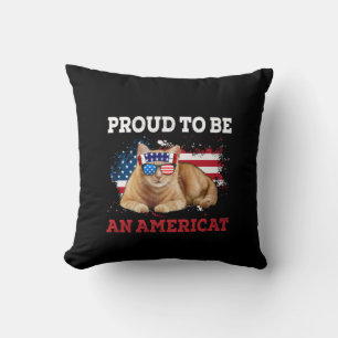 stolt över att vara amerikansk katt USA flagga Lyc Kudde