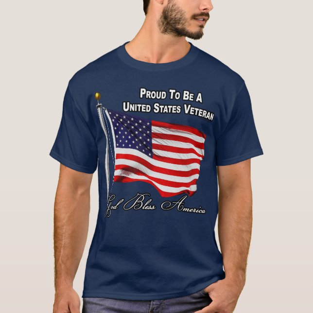 stolt över att vara amerikansk veteran med USA fla T Shirt (Framsida)