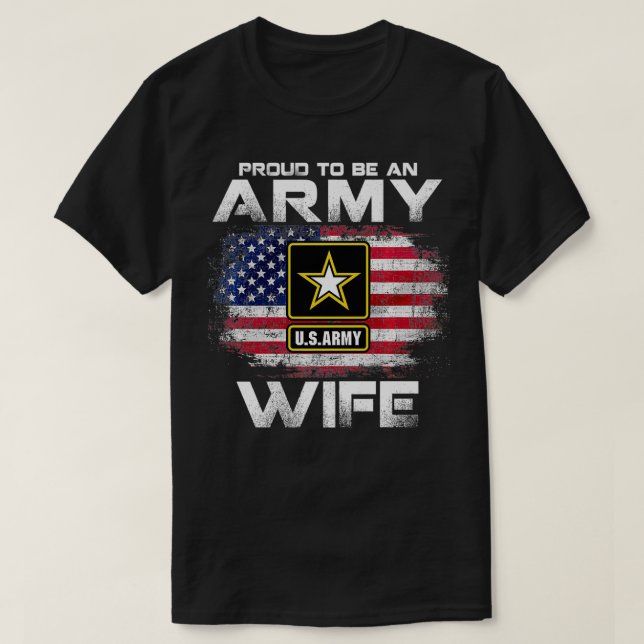 stolt över att vara arméhustru med amerikanska Fla T Shirt (Design framsida)