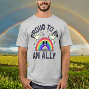 Stolt över att vara en allierad regnbåge t shirt