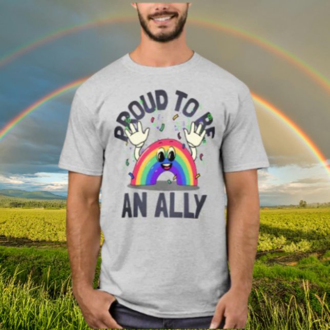 Stolt över att vara en allierad regnbåge t shirt (Skapare uppladdad)