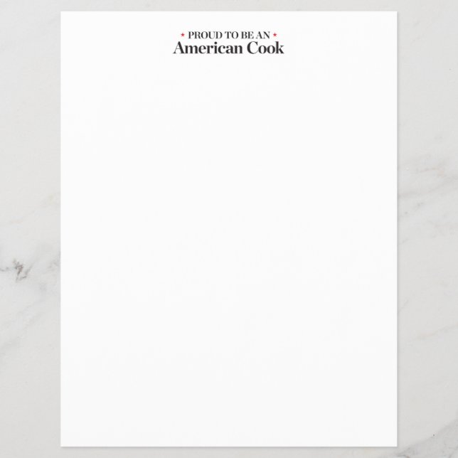 stolt över att vara en amerikansk Cook Reklamblad (Framsidan)