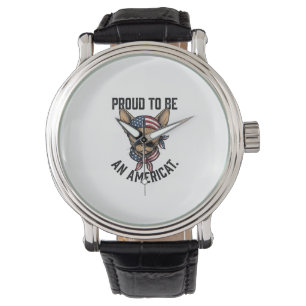 Stolt över att vara en amerikansk patriotisk kattt armbandsur