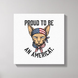 Stolt över att vara en amerikansk patriotisk kattt canvastryck