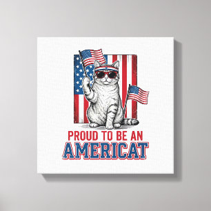 Stolt över att vara en amerikansk patriotisk kattt canvastryck