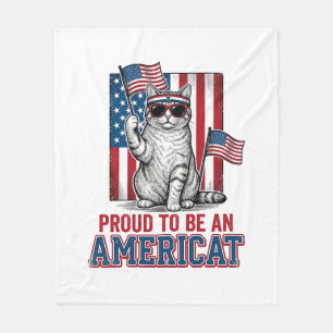 Stolt över att vara en amerikansk patriotisk kattt fleecefilt