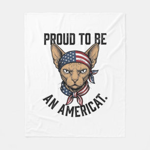 Stolt över att vara en amerikansk patriotisk kattt fleecefilt