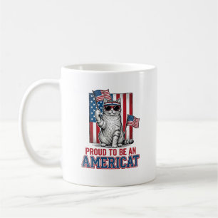 Stolt över att vara en amerikansk patriotisk kattt kaffemugg