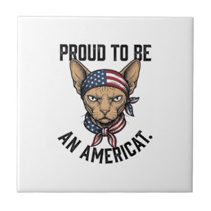 Stolt över att vara en amerikansk patriotisk kattt kakelplatta