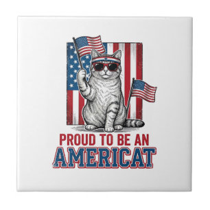 Stolt över att vara en amerikansk patriotisk kattt kakelplatta