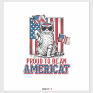 Stolt över att vara en amerikansk patriotisk kattt klistermärken