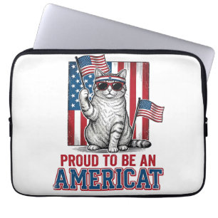 Stolt över att vara en amerikansk patriotisk kattt laptop fodral