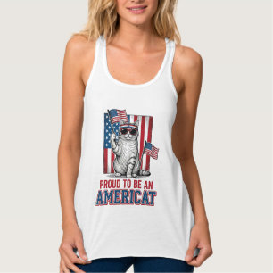 Stolt över att vara en amerikansk patriotisk kattt linne med racerback 