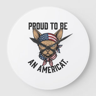 Stolt över att vara en amerikansk patriotisk kattt stor klocka