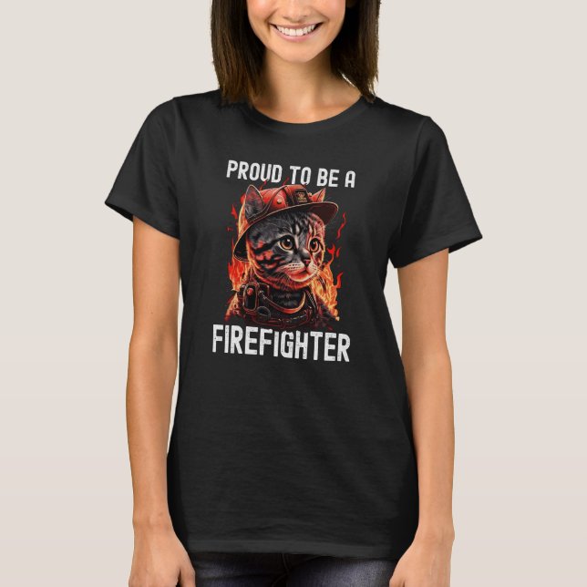 stolt över att vara en brandkattunge Kitten Firema T Shirt (Framsida)